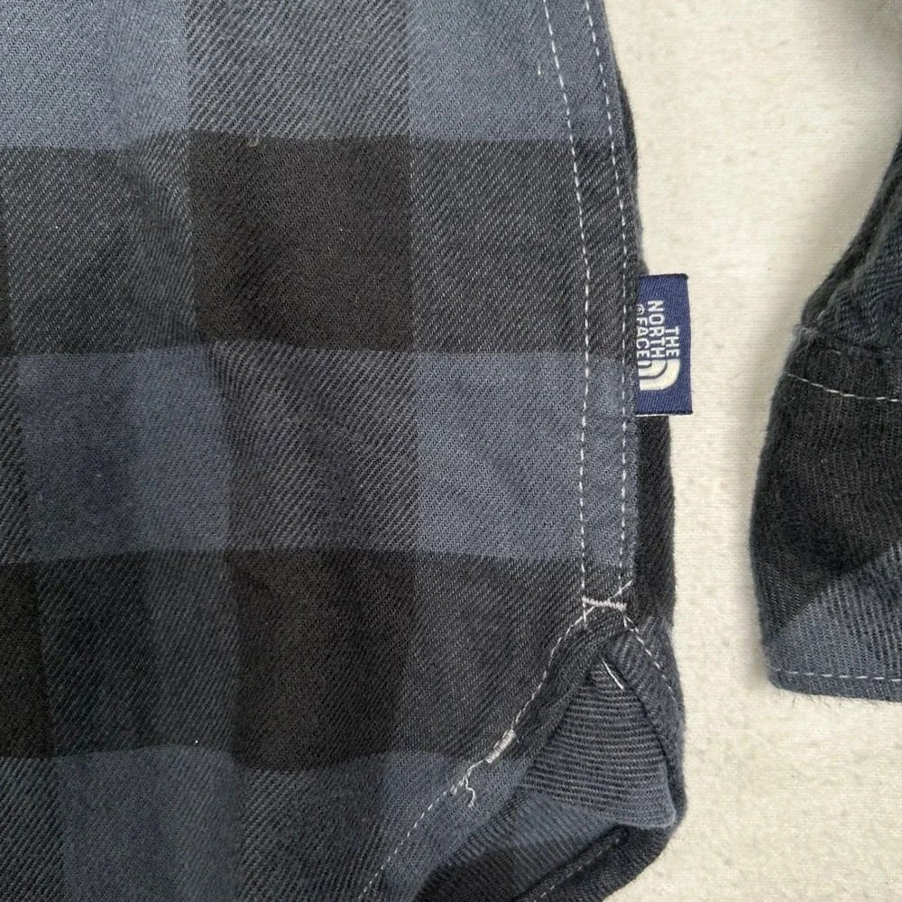 The North Face Shirt Men Large Blue Black Plaid Flannel Long Sleeve Button Up
